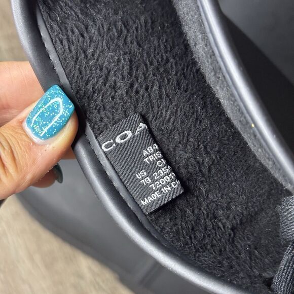 Coach Tristee Size 7B Waterproof Rubber Rain Boots Fleece Lined Corset Lace Up - Picture 13 of 15